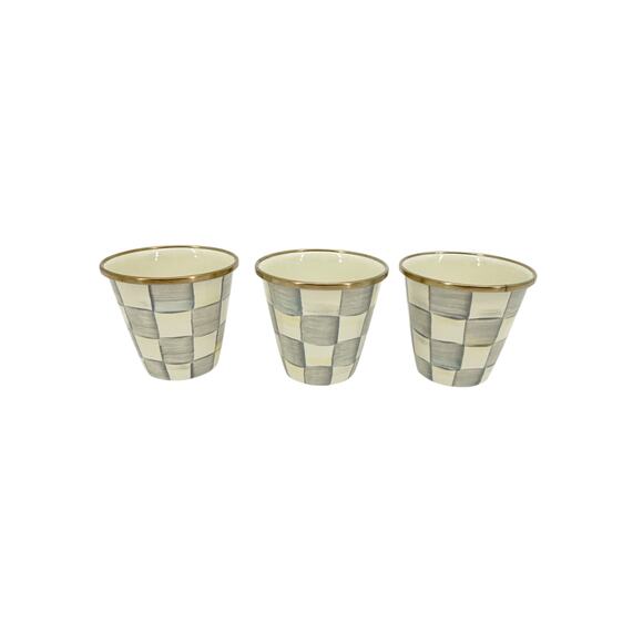 MACKENZIE-CHILDS Herb Pots in Sterling Check Set of 3 - Picture 5 of 9
